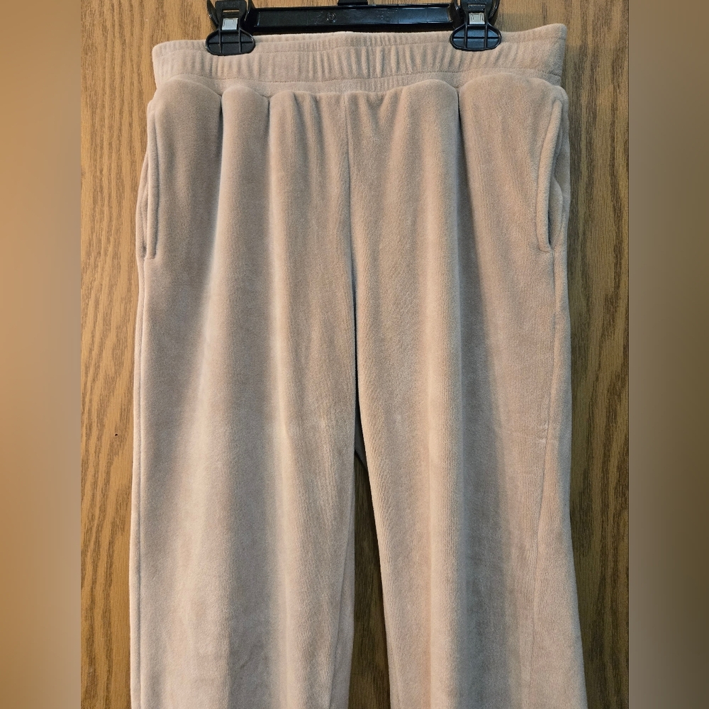 Very cute, soft, light tan, velvet like joggers. Worn once. Size X small.